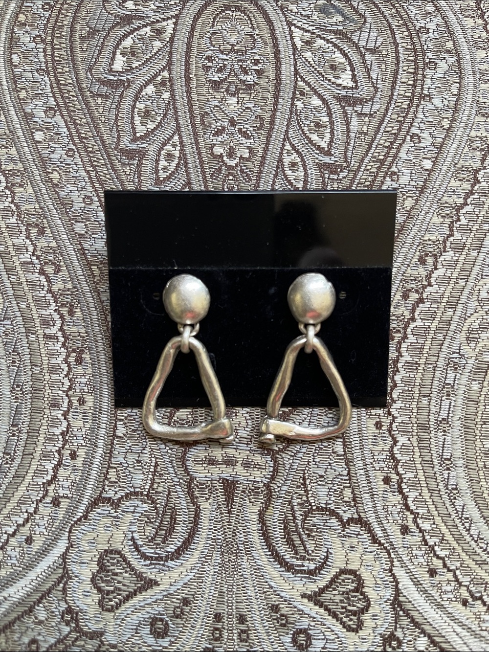 Silver Plated Drop Stirrup Earrings